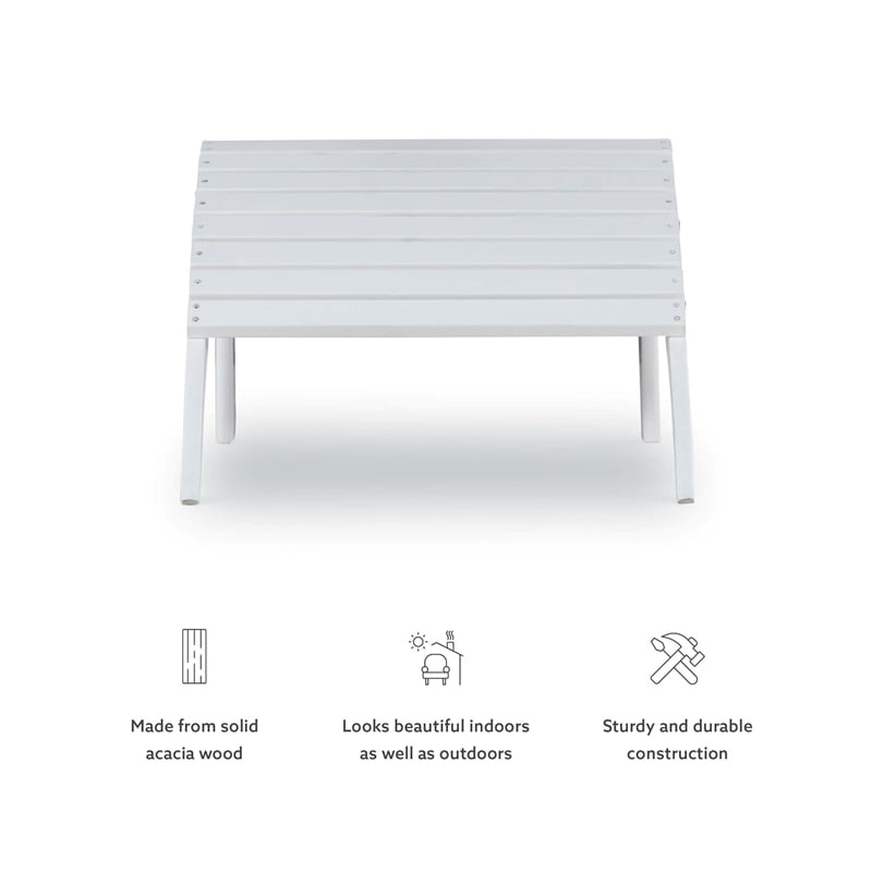 Hawthorne Collections Transitional Wood Outdoor Ottoman in White