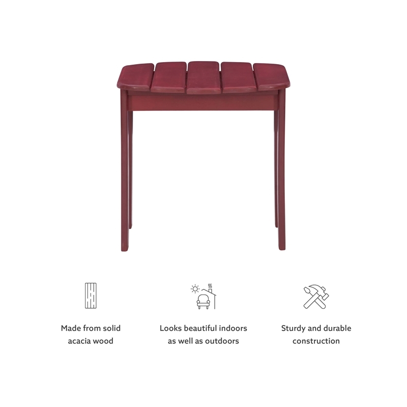 Hawthorne Collections Transitional Wood Outdoor Adirondack Side Table in Red