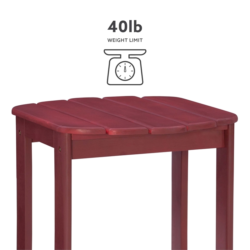 Hawthorne Collections Transitional Wood Outdoor Adirondack Side Table in Red