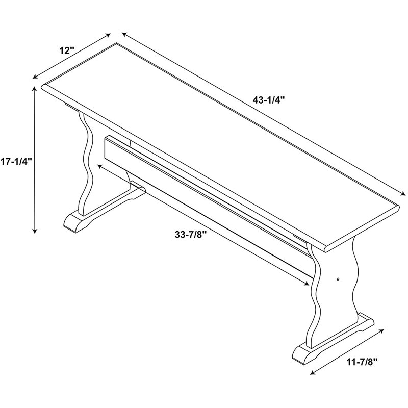 Hawthorne Collections Kitchen Bench in Natural