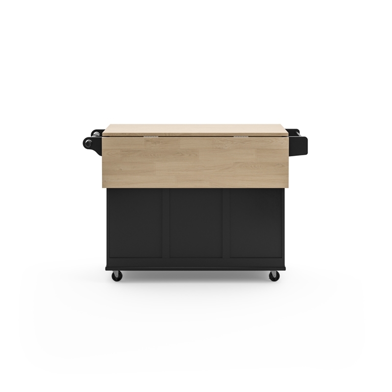 Hawthorne Collections Traditional Wood Kitchen Cart in Black