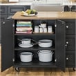 Hawthorne Collections Traditional Wood Kitchen Cart in Black