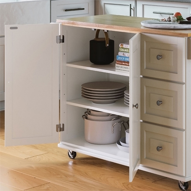 Hawthorne Collections Traditional Wood Kitchen Cart in White