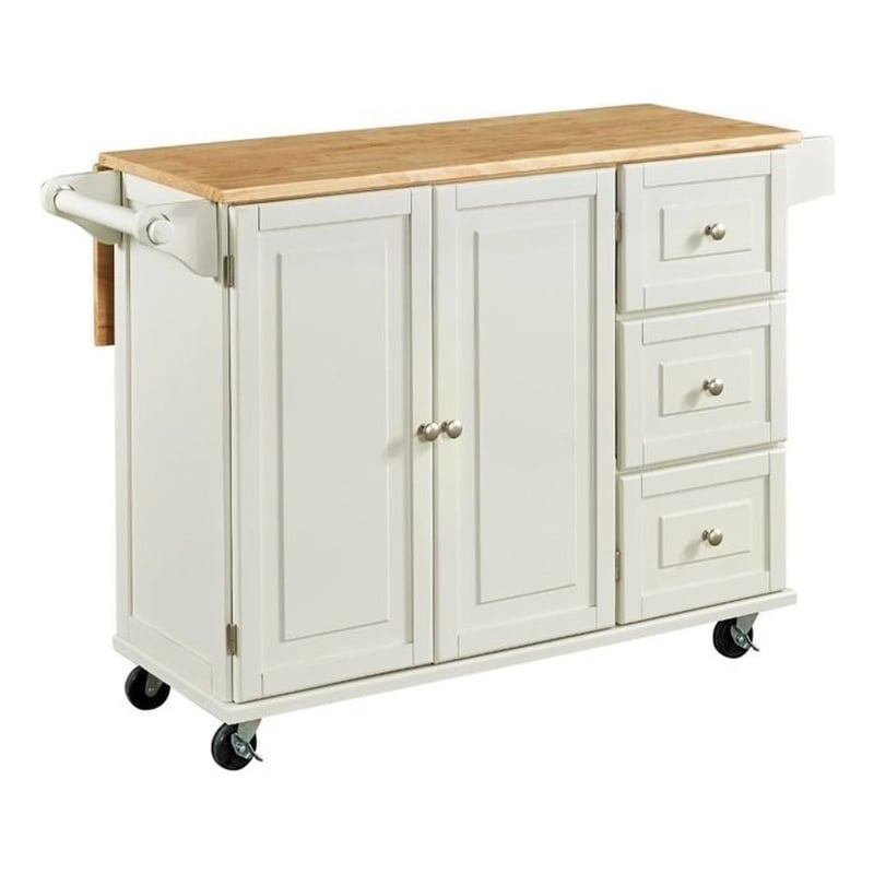 Hawthorne Collections Traditional Wood Kitchen Cart in White
