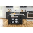 Hawthorne Collections Wood Kitchen Cart with Stainless Steel Top in Black
