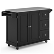 Hawthorne Collections Wood Kitchen Cart with Stainless Steel Top in Black