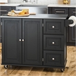 Hawthorne Collections Wood Kitchen Cart with Stainless Steel Top in Black