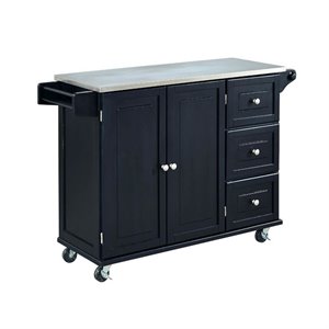 Hawthorne Collections Stainless Steel Top Kitchen Cart in Black