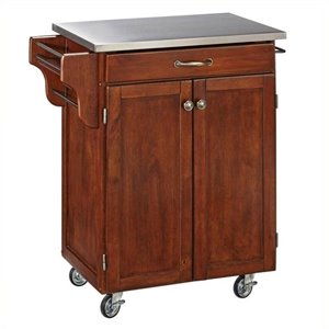 Hawthorne Collections Stainless Steel Top Kitchen Cart in Cherry