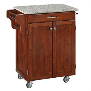 Hawthorne Collections Granite Top Kitchen Cart in Cherry