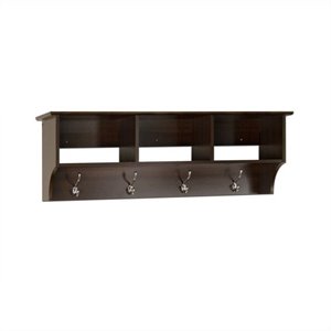 Hawthorne Collections Entryway Wall Cubby Shelf Coat Rack in Espresso