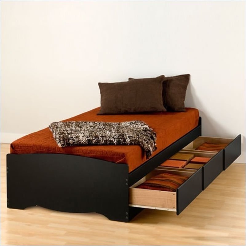 Hawthorne Collections Twin XL Platform Storage Bed in Black Cymax