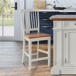 Hawthorne Collections 24&quot Counter Kitchen Stool in White and Oak