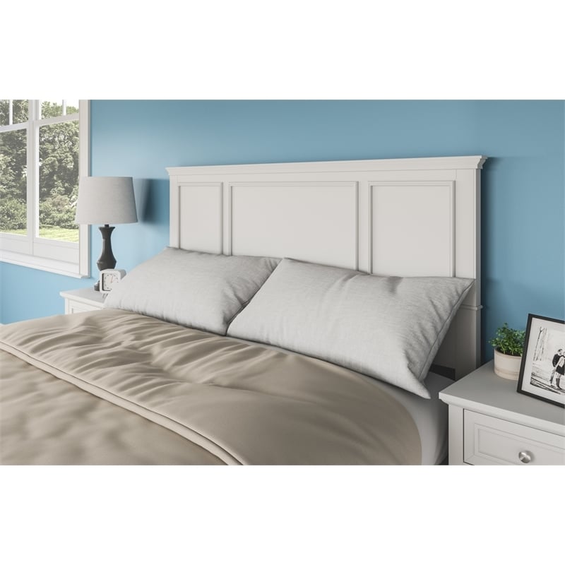 Hawthorne Collections Traditional Wood Queen Panel Headboard in Off White