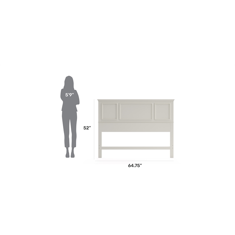 Hawthorne Collections Traditional Wood Queen Panel Headboard in Off White