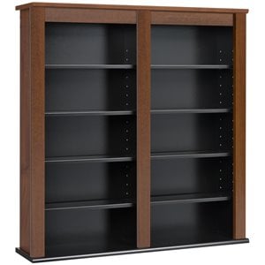 hawthorne collections double media wall storage in cherry and black