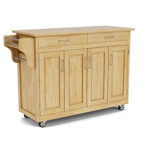 Hawthorne Collections 49&quot 2-Drawer Wood Kitchen Cart in Natural