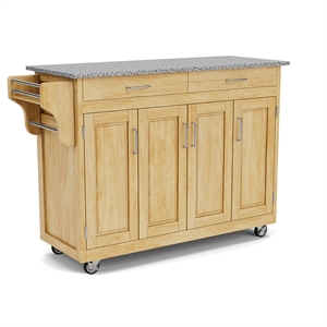 Hawthorne Collections 49&quot Wood Kitchen Cart with Granite Top in Natural