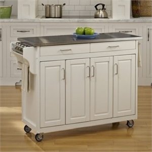 Hawthorne Collections 49&quot Stainless Top Kitchen Cart in White