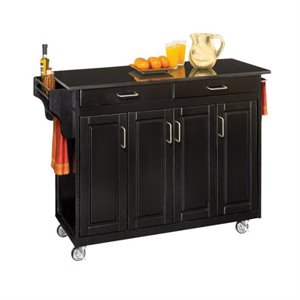 Hawthorne Collections 49&quot Granite Top Kitchen Cart in Black