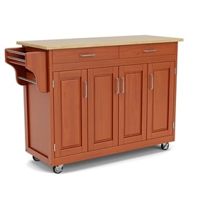 Hawthorne Collections 49&quot 2-Drawer and 3-Shelf Wood Kitchen Cart in Oak
