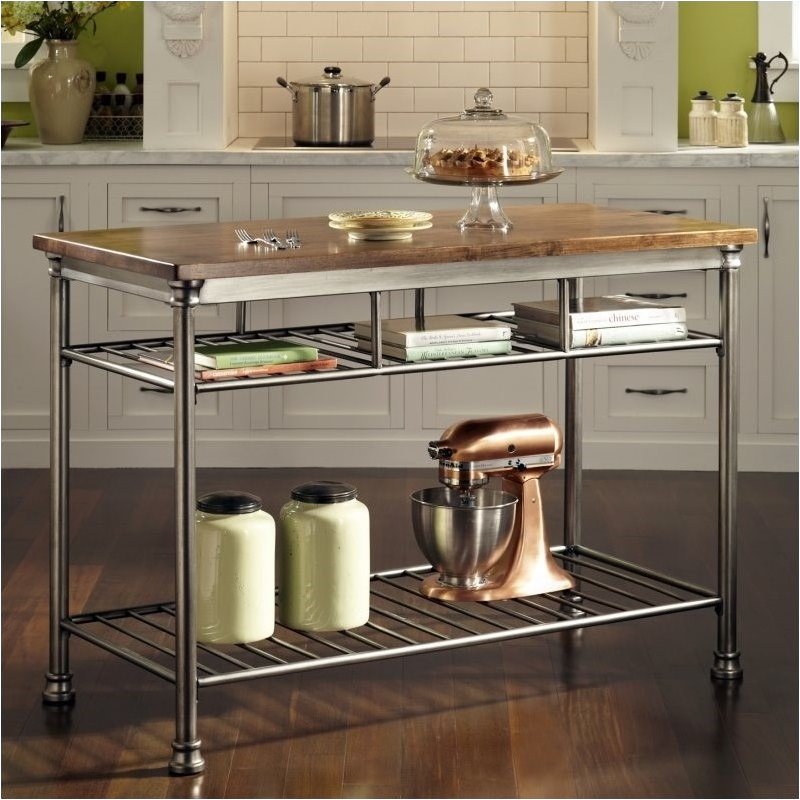 Hawthorne Collections Kitchen Island in Caramel and Gray