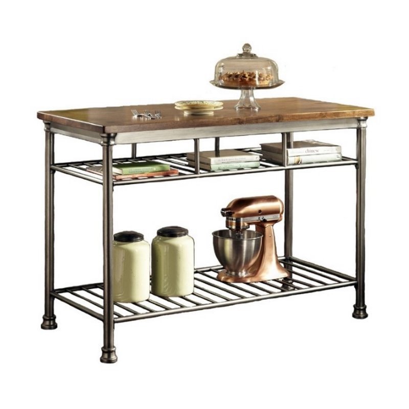 Hawthorne Collections Kitchen Island in Caramel and Gray