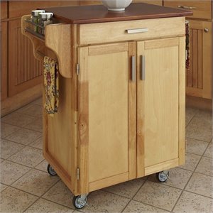 Hawthorne Collections Wood Top Kitchen Cart in Natural and Oak