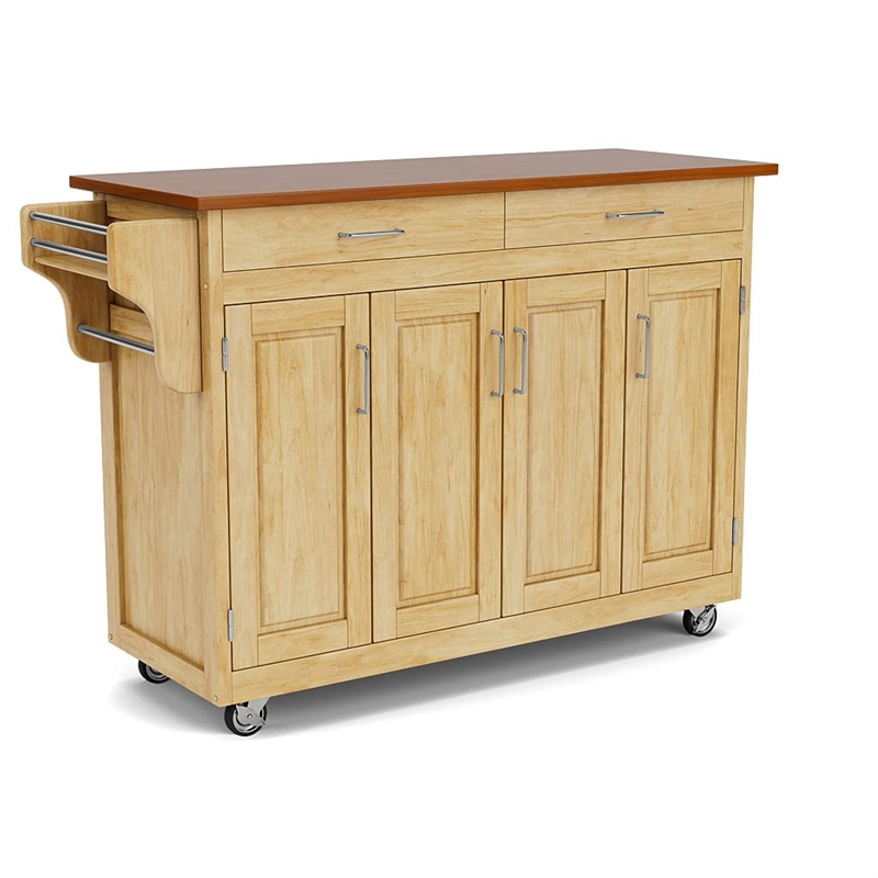 Hawthorne Collections Asian Hardwoods Kitchen Cart in Natural/Oak