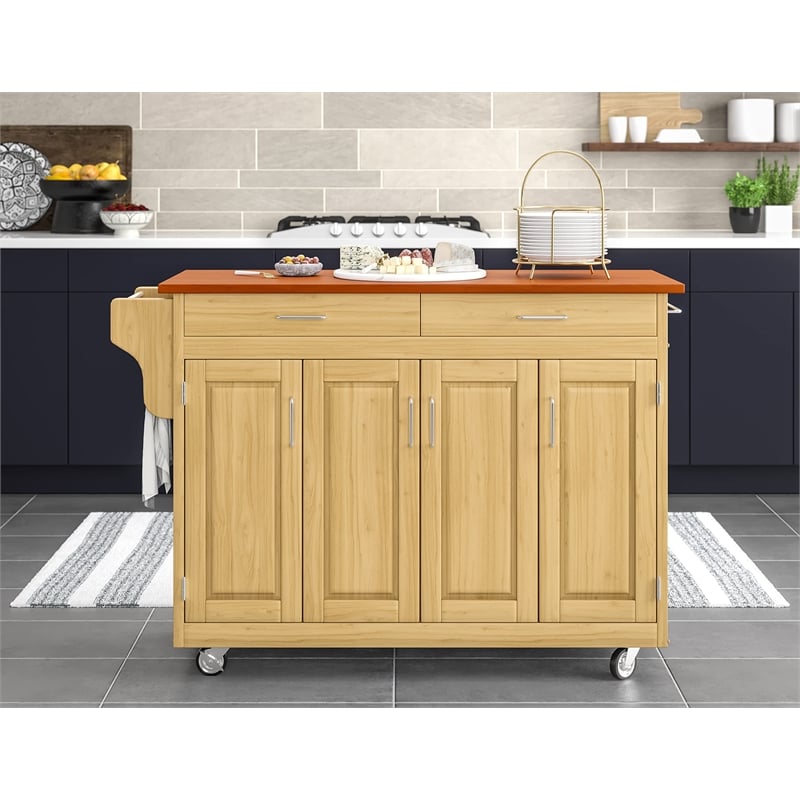 Hawthorne Collections Asian Hardwoods Kitchen Cart in Natural/Oak