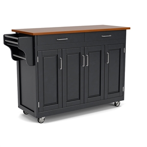 Hawthorne Collections 2-Drawer Wood Kitchen Cart in Black/Oak