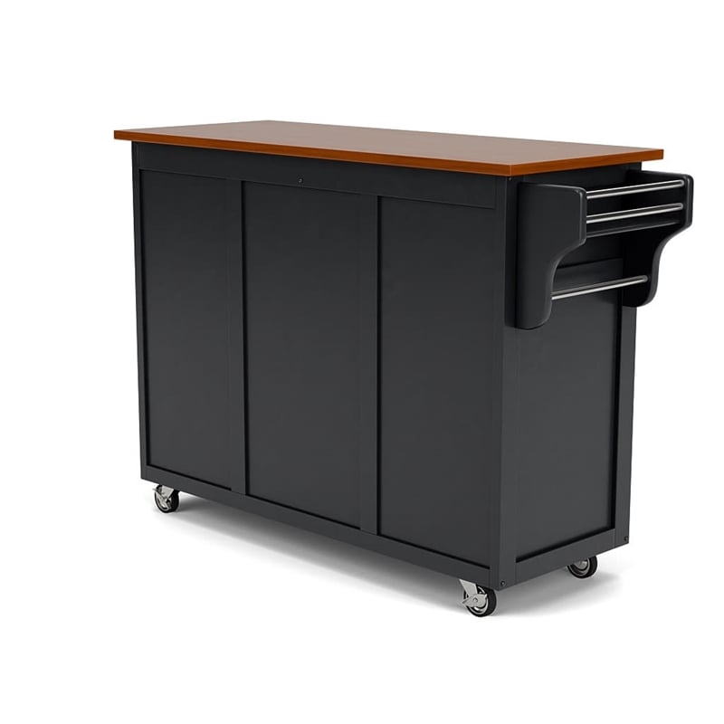 Hawthorne Collections 2-Drawer Wood Kitchen Cart in Black/Oak