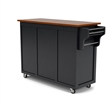 Hawthorne Collections 2-Drawer Wood Kitchen Cart in Black/Oak