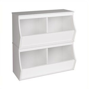 Hawthorne Collections Stacked 4-Bin Storage Cubby in White (Set of 2)