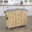 Hawthorne Collections Solid Wood Rolling Kitchen Cart in Brown