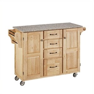 Hawthorne Collections Solid Wood Rolling Kitchen Cart in Brown