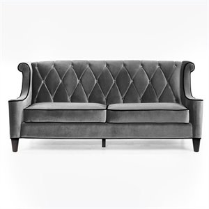 hawthorne collections velvet sofa in gray