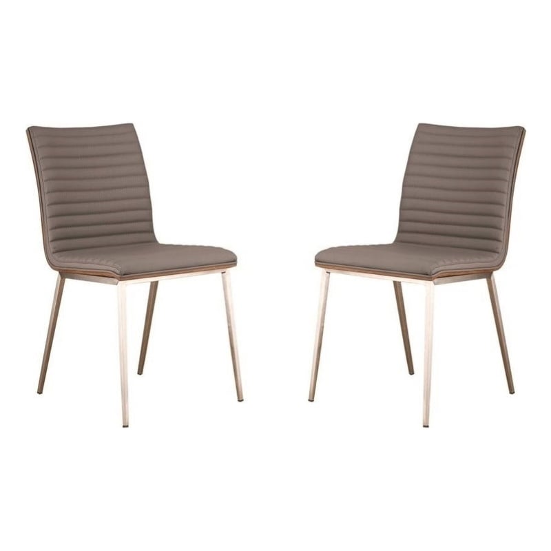 Hawthorne Collections Modern Faux Leather Upholstered Dining Chair in Gray