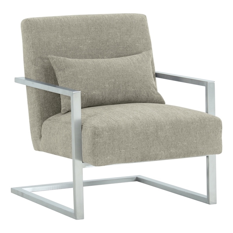 Hawthorne Collections Modern Fabric Upholstered Accent Chair in Gray