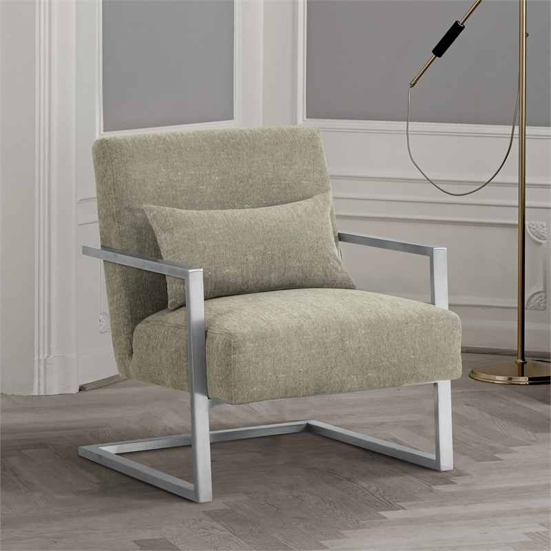 Hawthorne Collections Modern Fabric Upholstered Accent Chair in Gray