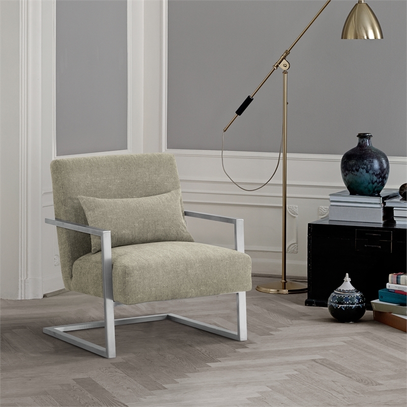 Hawthorne Collections Modern Fabric Upholstered Accent Chair in Gray
