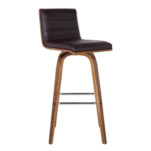 Hawthorne Collections 26&quot Modern Faux Leather Counter Stool in Brown/Walnut