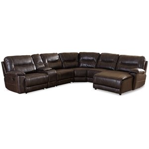 hawthorne collections 6 piece reclining sectional in dark brown