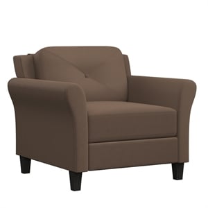 Hawthorne Collections Tufted Back Polyester Microfiber Chair in Brown