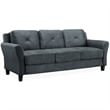 Hawthorne Collections Rolled Arm Contemporary Microfiber/Wood Sofa in Dark Gray