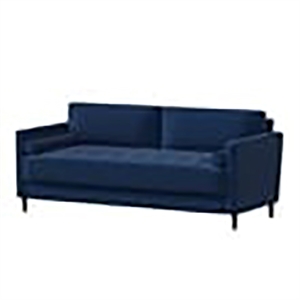 Hawthorne Collections Cushion Back Mid-Century Fabric Sofa in Navy Blue