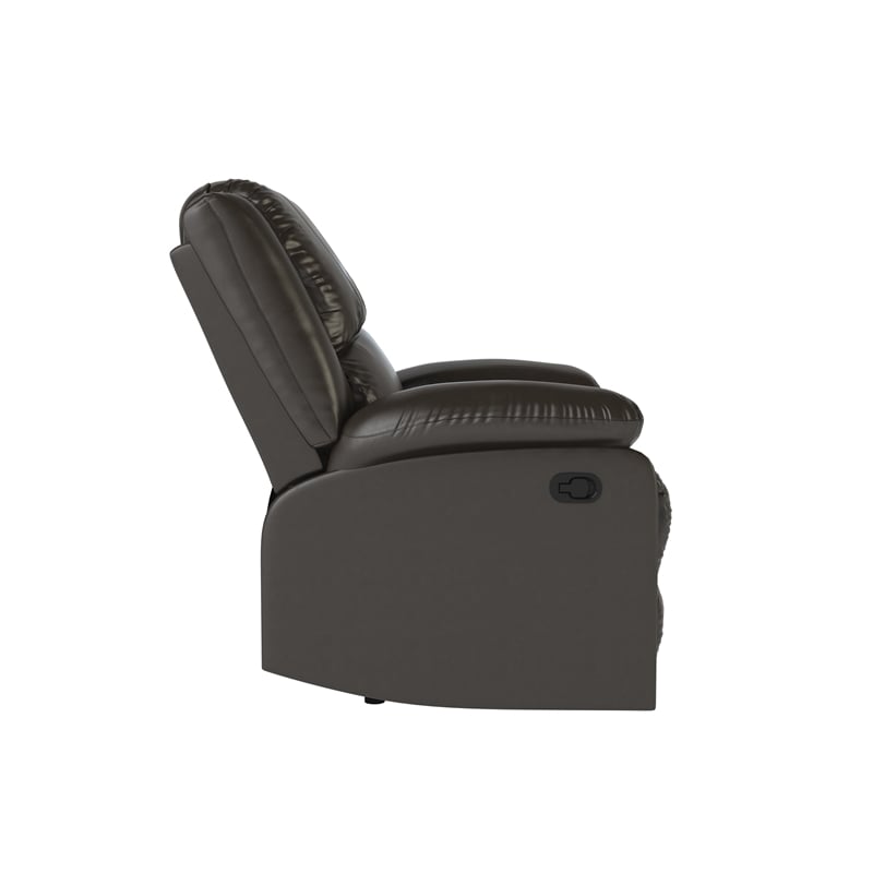 Hawthorne Collections Transitional Faux Leather Recliner in Java Espresso