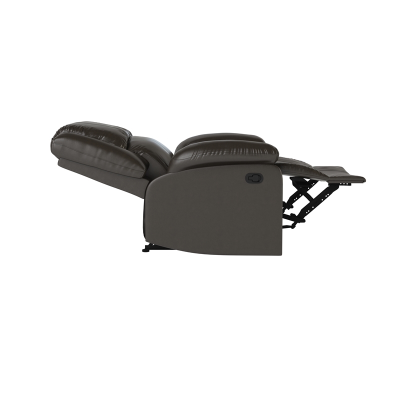 Hawthorne Collections Transitional Faux Leather Recliner in Java Espresso