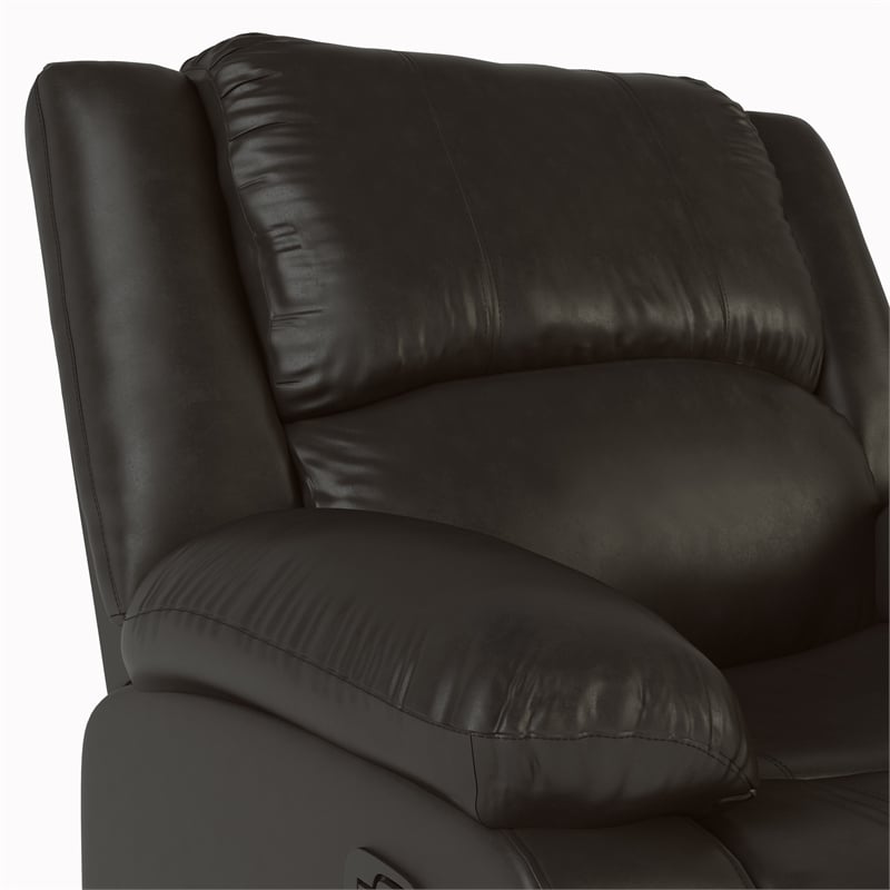 Hawthorne Collections Transitional Faux Leather Recliner in Java Espresso
