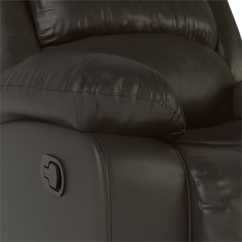 Hawthorne Collections Transitional Faux Leather Recliner in Java Espresso